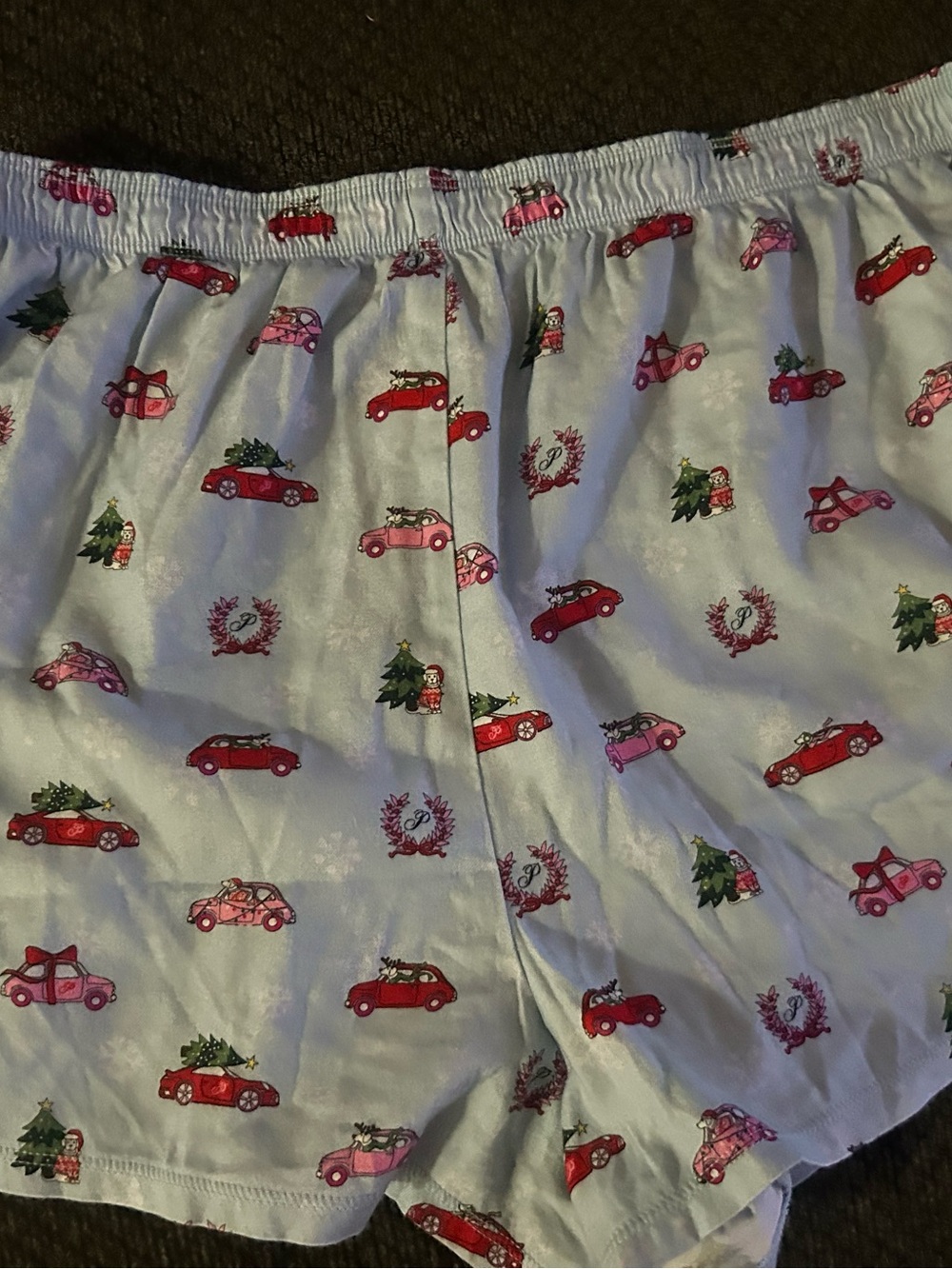 VS NWT Pajama Shorts Red & Pink Car Holiday Print